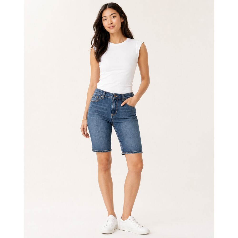 Banana Republic Women’s Petite Denim Bermuda Shorts Size 24/00P Stretch Blue